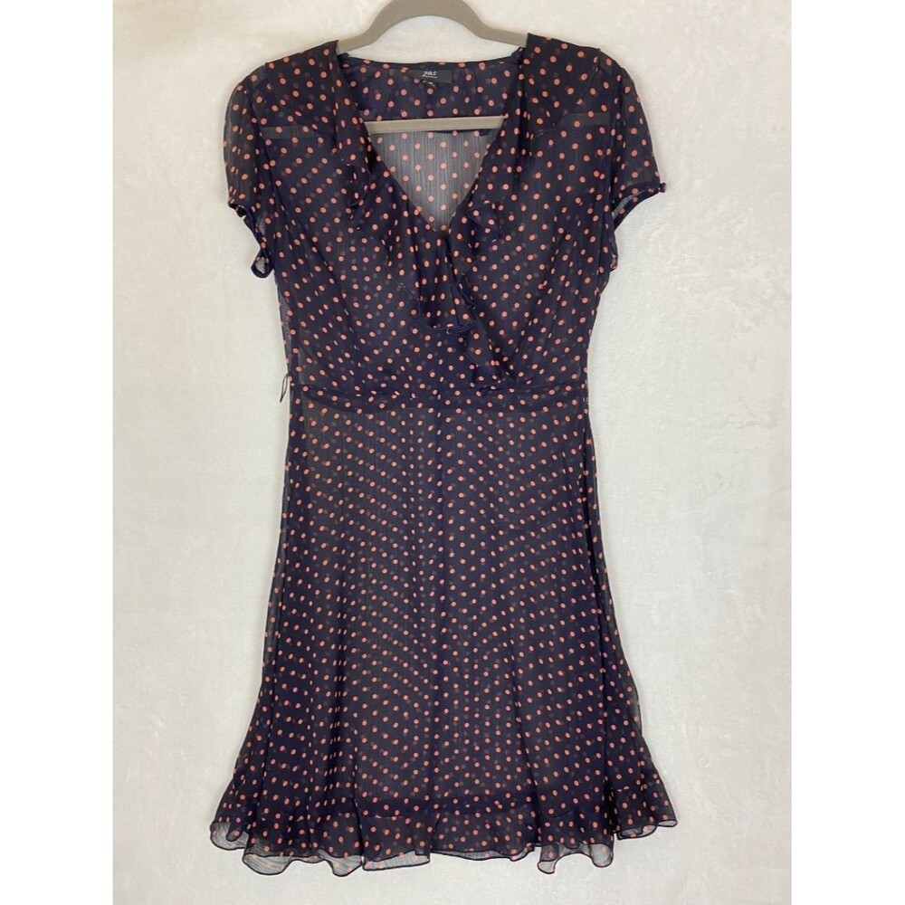 Whimsygoth Fairy Women's Fit & Flare Polka Dot Dress Black Orange Size 10P Sheer